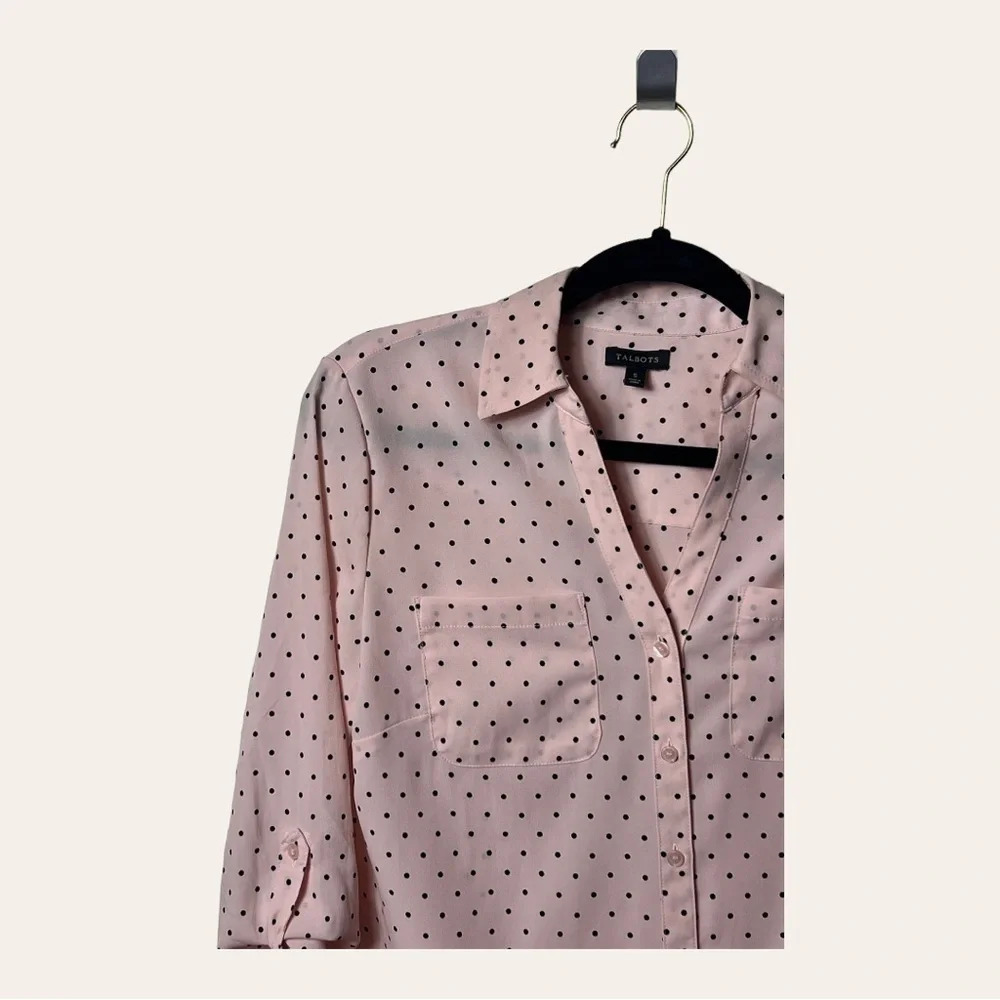 1130. Talbots Button Up Top Polka Dots Pattern Pi… - image 2